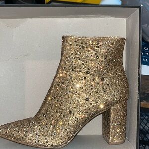 Betsey Johnson Gold Cady Bootie